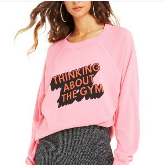 Wildfox Tops - WILDFOX Thinking about the Gym Sweatshirt Pink